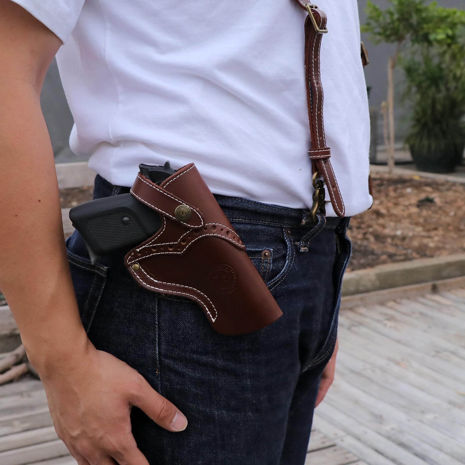 tourbon ショルダーホルスター　ダークブラウン レザー Amazon.co.jp: TOURBON ホルスター サスペンダー 革 ハンドガン